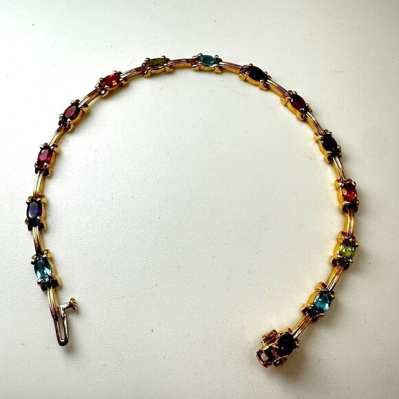 7.25", 14kt yellow gold and multi-gemstone tennis bracelet! - Picture 11 of 16